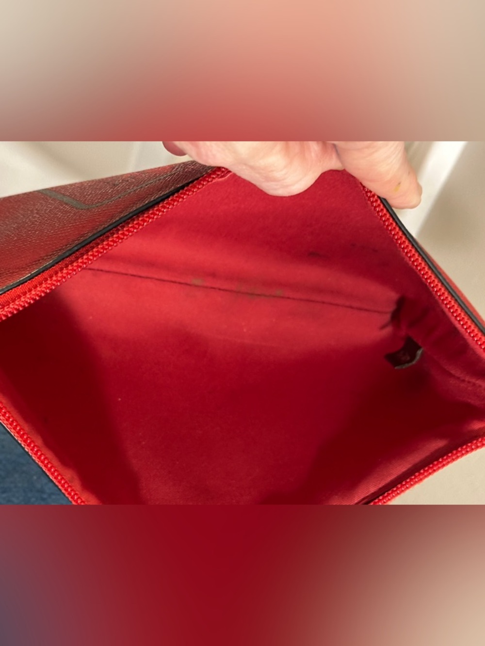 Coach Red Textured Leather Storypatch Pouch - Picture 8 of 9